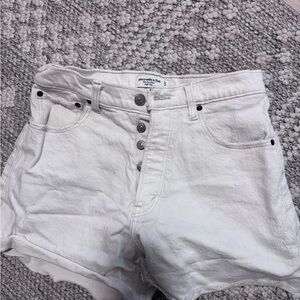 Abercrombie & Fitch White Button-Fly Jean Shorts